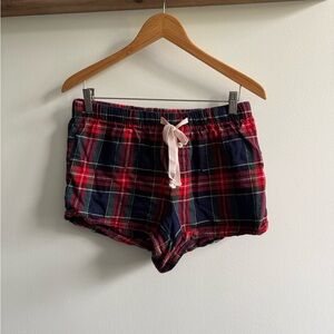 J. Crew Red and Blue Plaid Lounge Shorts with Drawstring